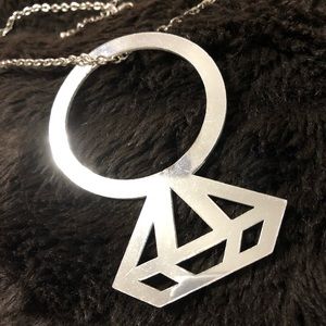 Silver Mirrored Diamond Costume Necklace